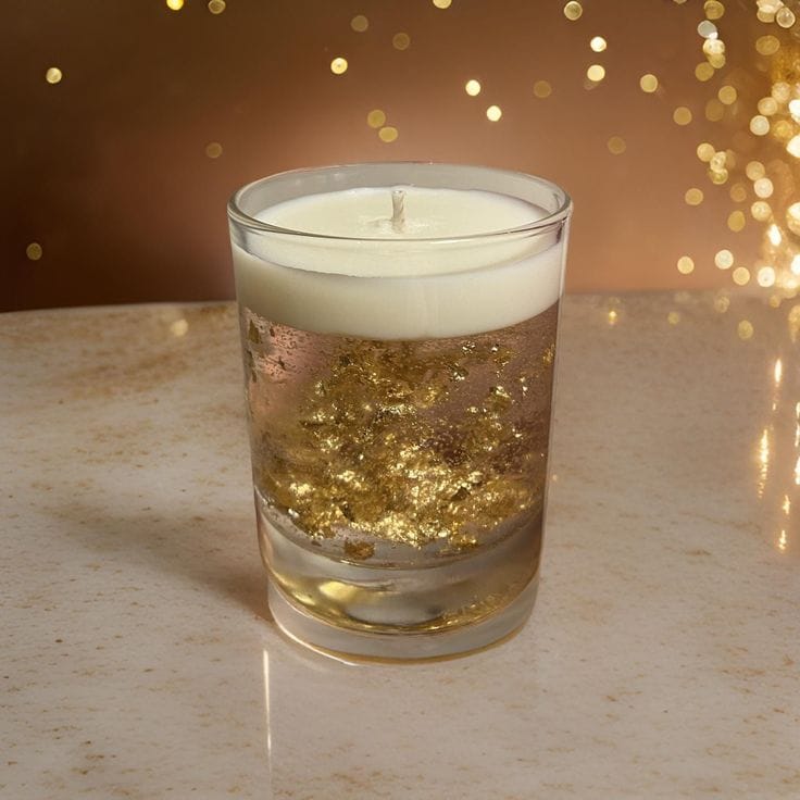Golden glitter candle